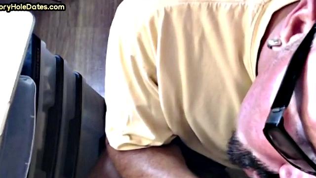 Grayhair gloryhole DILF sucks in private closeup video