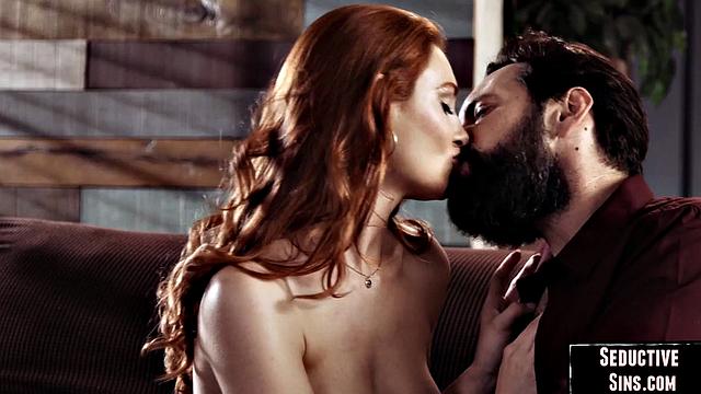 Gorgeous redhead gets doggystyled by lover