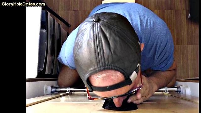 Gloryhole mature gay barebacked after BJ at home