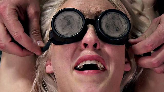 Tied up receives electro therapy before intense orgasm