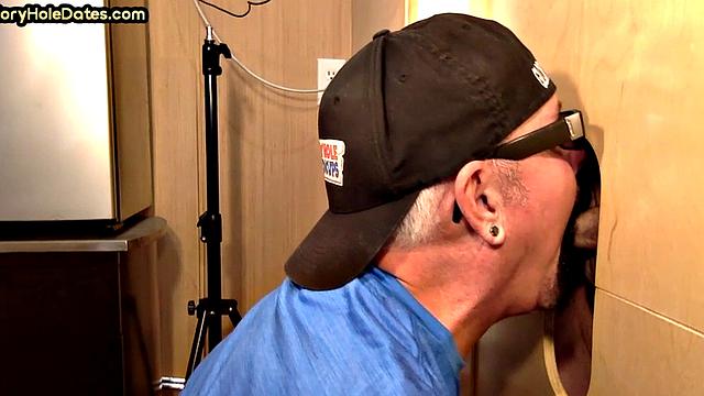 Real gaydaddy deep throats cock till facial in gloryhole