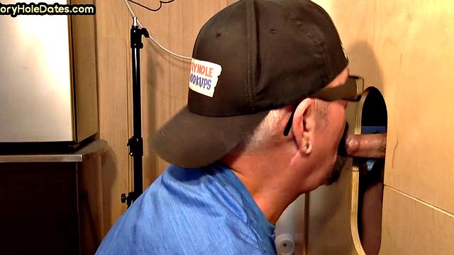 Real gaydaddy deep throats cock till facial in gloryhole