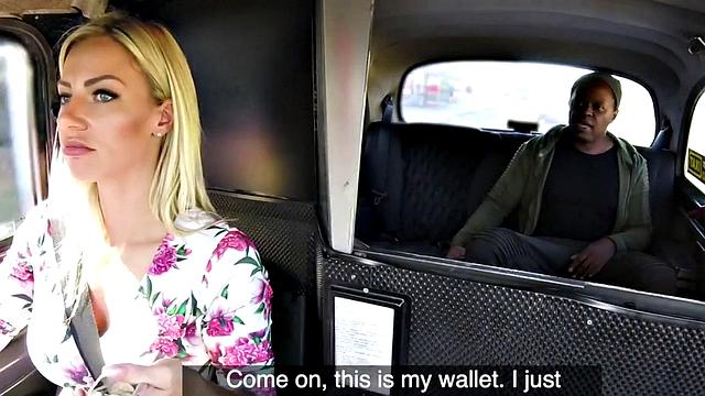 Taxi eurobabe rides black cock in both ways