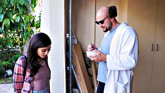 Tiny stepdaughter and mom smashed in tight pussy 3-way