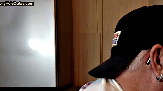 Mature perv sucks gloryhole date at his home