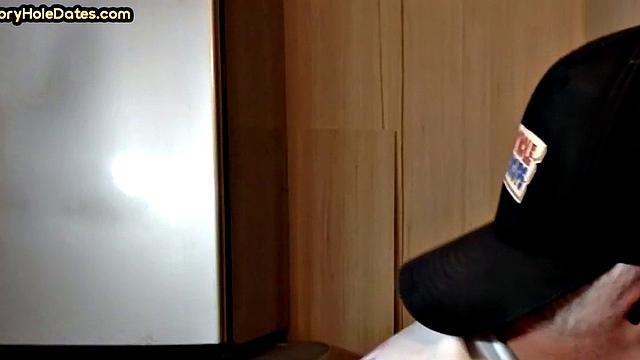 Mature perv sucks gloryhole date at his home