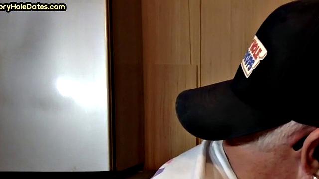 Mature perv sucks gloryhole date at his home