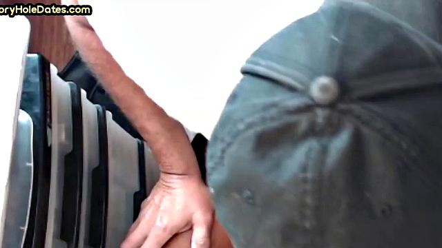 Mature perv sucks gloryhole date at his home