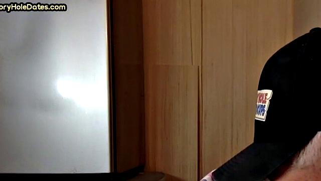 Mature perv sucks gloryhole date at his home