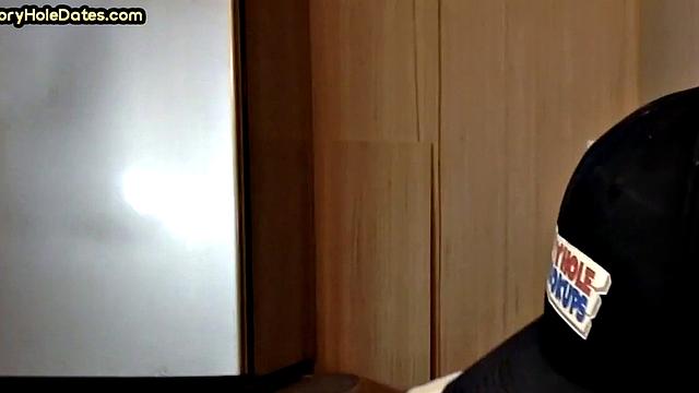 Mature perv sucks gloryhole date at his home