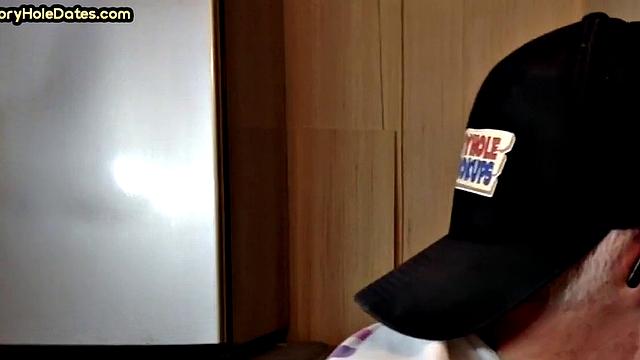 Mature perv sucks gloryhole date at his home