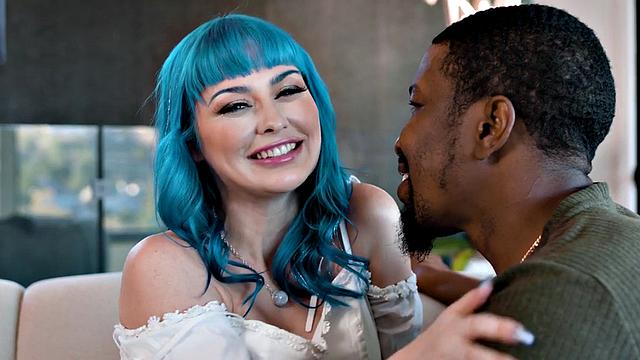 Big-titted dirty-talking babe riding BBC after foreplay