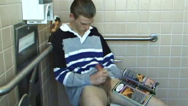 In the men's room, Christian flips through a stack of porn magazines, looking for the girl of the moment. Dropping pants, Christian gets into a firm jack off, especially noisy with liberal lubrication.