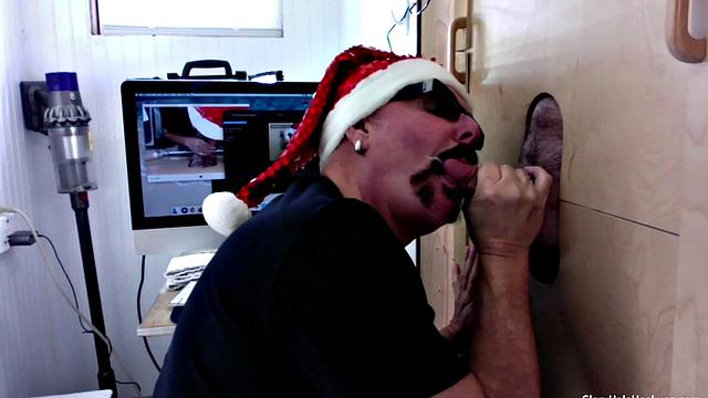 Daddy Receives a Gloryhole Cock Milking