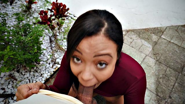 Adriana invites you over to fuck in the woods and cowgirl in tight shorts