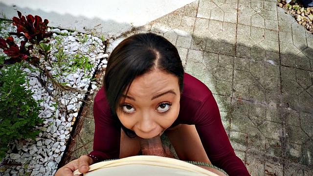 Adriana invites you over to fuck in the woods and cowgirl in tight shorts