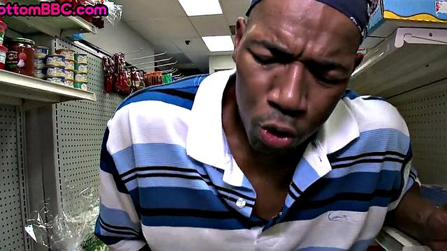 Nubian stud gets fucked in public store till cum