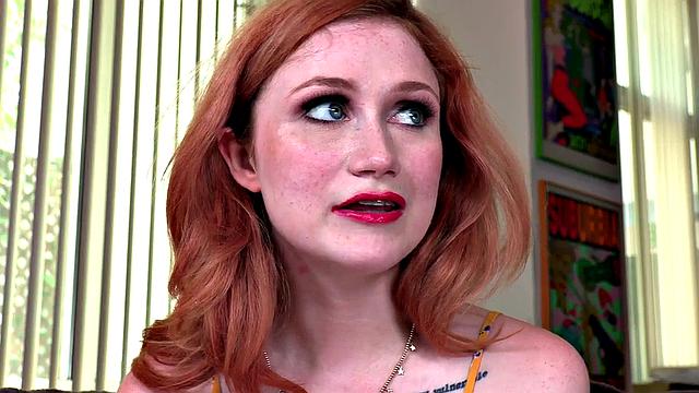 Ginger braces babe sucking pov cock in erotic couple