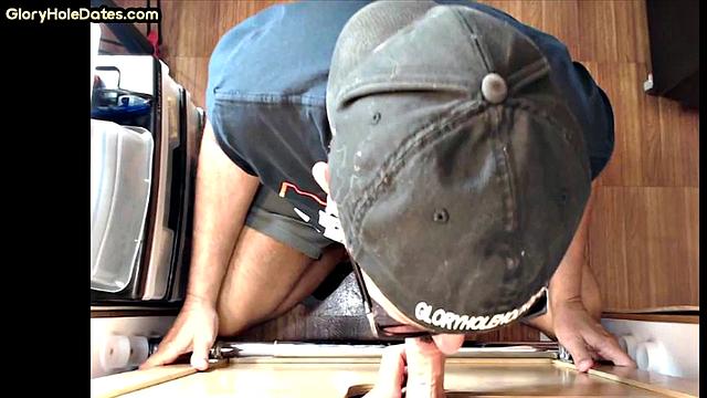 Gloryhole mature gay sucks dick in homemade video