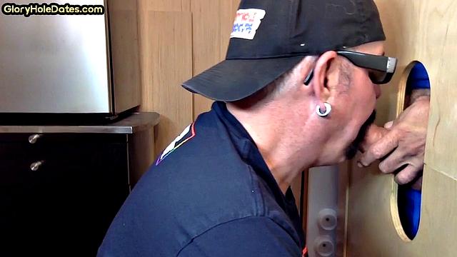 Gloryhole mature gay sucks dick in homemade video