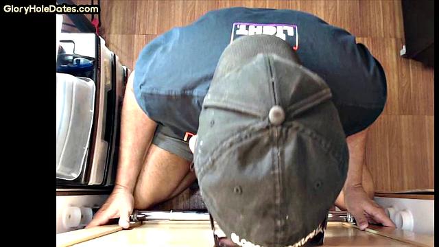 Gloryhole mature gay sucks dick in homemade video