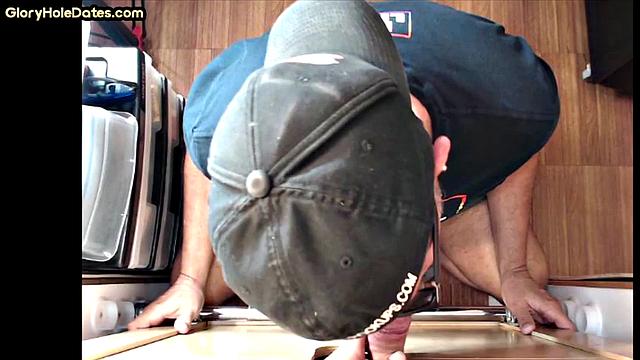 Gloryhole mature gay sucks dick in homemade video