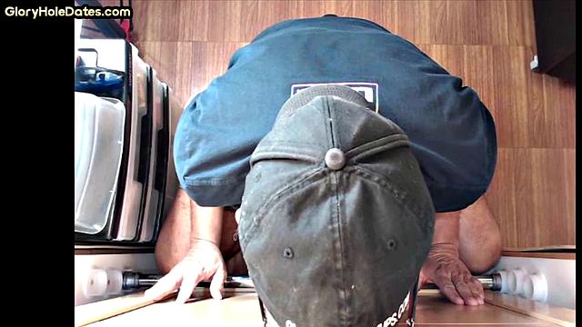 Gloryhole mature gay sucks dick in homemade video