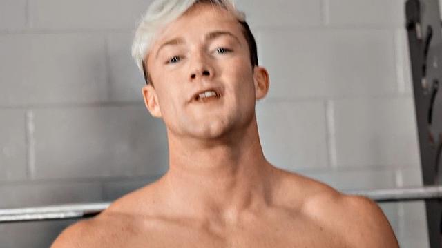 Solo eager jock jerks till cumshot after workout