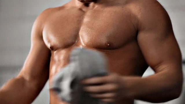 Solo eager jock jerks till cumshot after workout