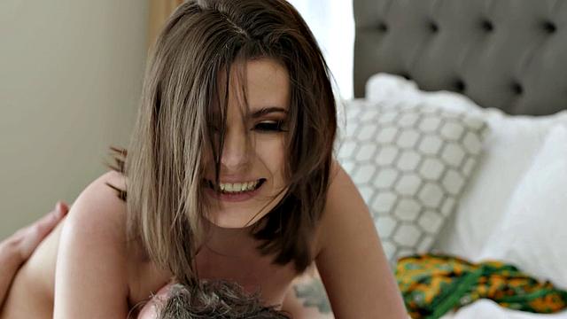 UP CLOSE - Natural Beauty Dharma Jones Makes DILF Cum On Her Ass During RAW SEX