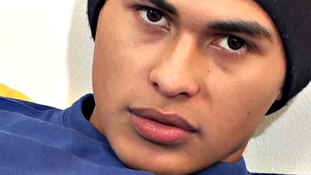 This cute and silky smooth Latin boy is packing a big one, which is obvious when he pushes his pants down. Alfredo pulls out that monster uncut cock and starts stroking.