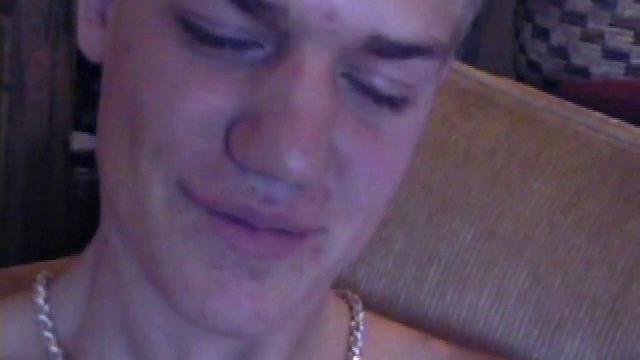 Lance starts out this solo scene sitting on the sofa with his sweats pushed down just below his balls. Lance talks to the camera a little, asking if we like his cock.