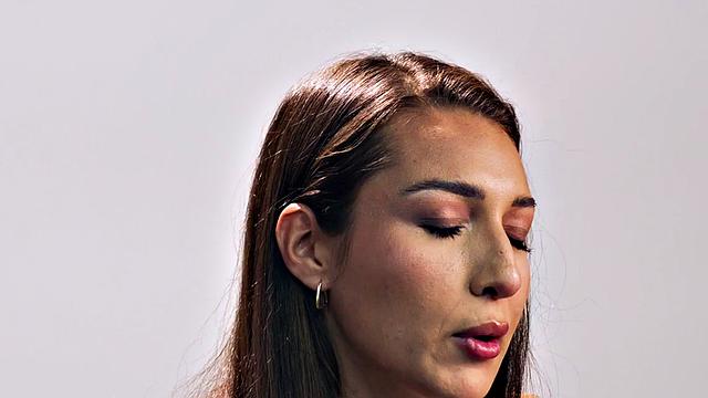 Tall babe in solo masturbation