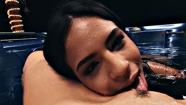 Latina lesbians enjoy fingering and licking each other's wet pussies in the pool