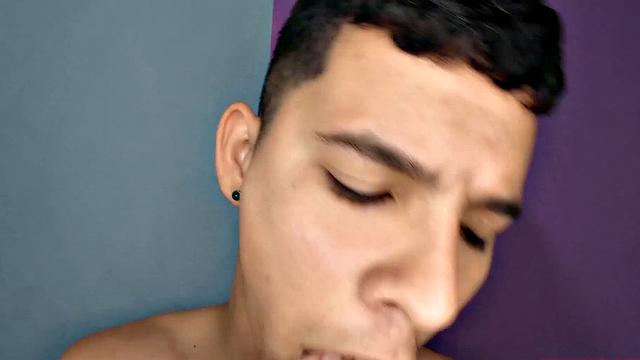 This buff Latin boy quickly strips naked and works up a boner. Titan is all over the room, standing and sitting, as he strokes his way to a climax.