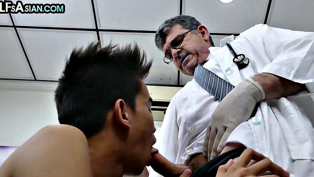 Mature gay doctor tickles and pounds skinny Asian twink 