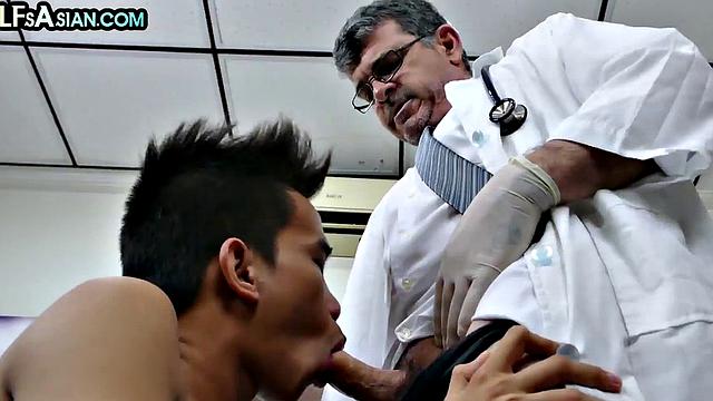 Mature gay doctor tickles and pounds skinny Asian twink 