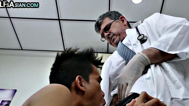 Mature gay doctor tickles and pounds skinny Asian twink 