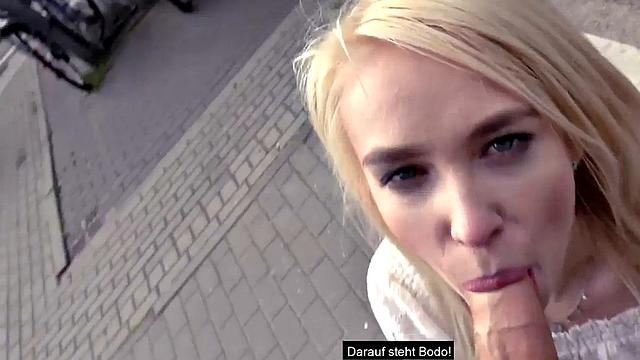 Petite public babe POV fucked outdoors on 1st sex date