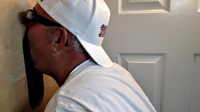 Watch as DILF Gloryhole gets her mature pussy pounded by two guys and takes their deepthroat load in glasses