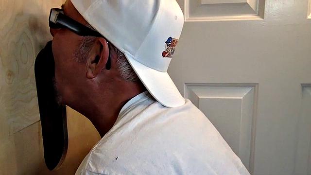 Watch as DILF Gloryhole gets her mature pussy pounded by two guys and takes their deepthroat load in glasses