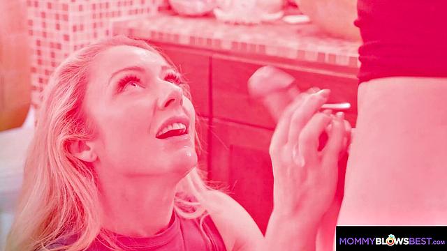 MommyBlowsBest - Horny Blonde Milf Slobbers On Handyman's Cock