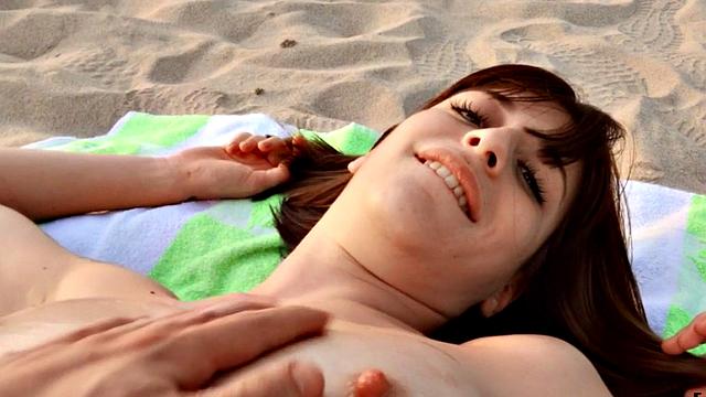 Oiledup pulled babe doggy and cowgirl fucked on the beach