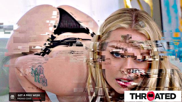 Throated - Petite Babe Sucks & Slurps On Huge Cock