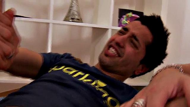 Femdom CFNM amateur babes peg sub with dildo in threesome