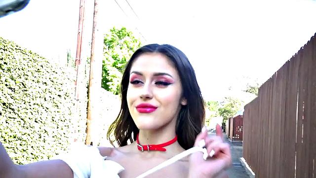 Gagging 21yo petite slut in high heels rims BF's ass