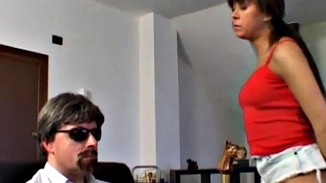 Filthy teen fucks grandpa after cock sucking