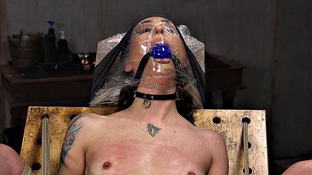 Inked sub zapped and face fucked by her male dom