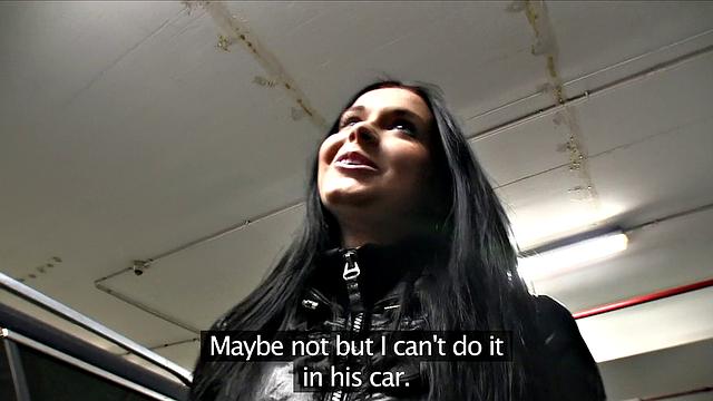 Dark Haired Hottie Rides Stranger's Cock In Public