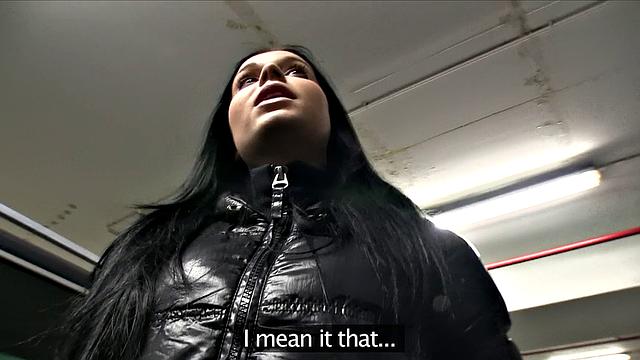 Dark Haired Hottie Rides Stranger's Cock In Public